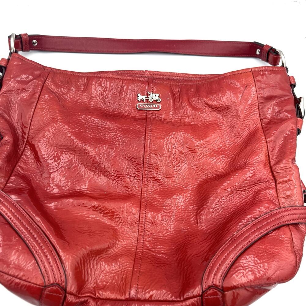 COACH Purse Womens Vintage Crimson Red Chelsea Patent Leather Hobo Purse